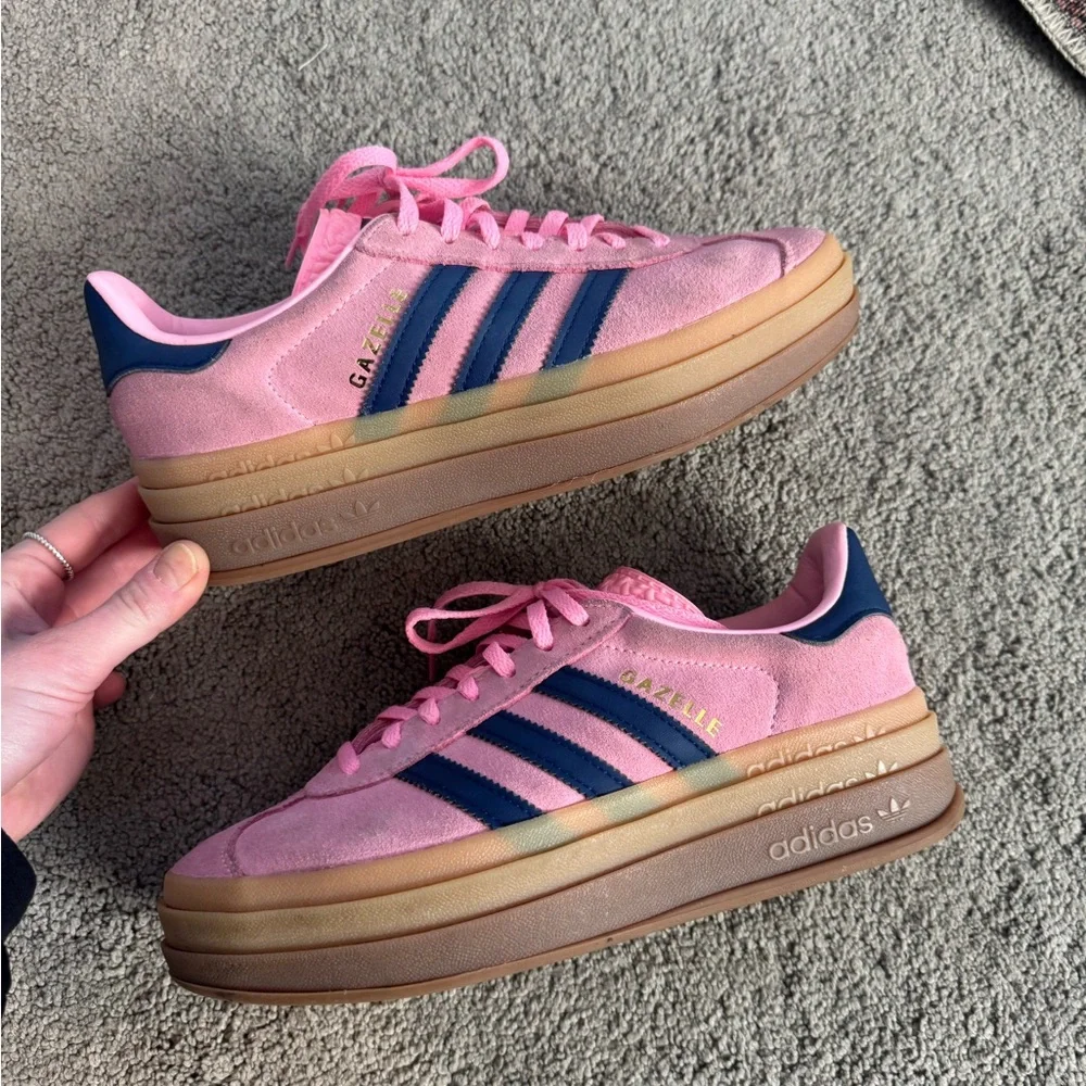 adidas Pink and Navy Gazelle Sneakers - Picture 1 of 4